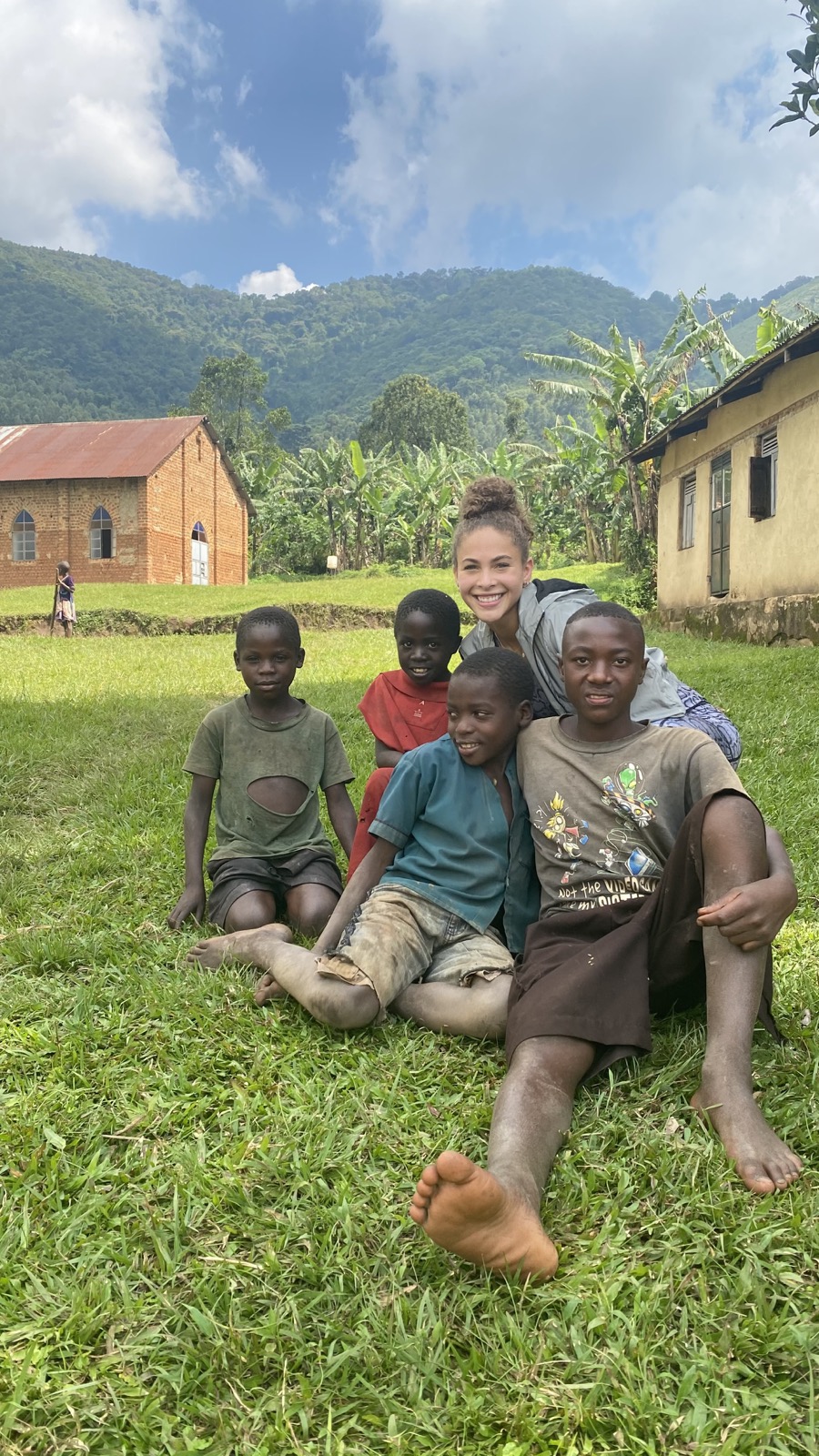 Camila Kendra with children during a Children’s Kingdom Foundation Africa trip